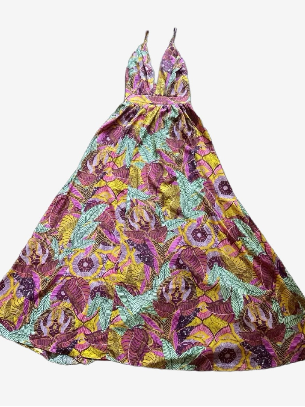 Colorful Tropical Print Boho Maxi Dress